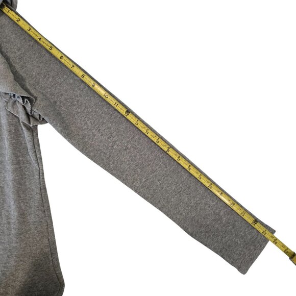 Veronica Beard Scoop Neck Gray Ruffle Long Sleeve Top Medium Like New - Picture 11 of 12